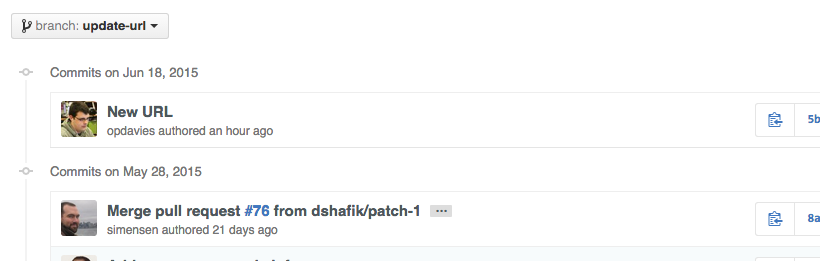 The new feature branch with my additional commit.